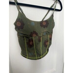 Urban Outfitters Mesh Floral Corset Cami Top Green Size S Y2K Fairycore